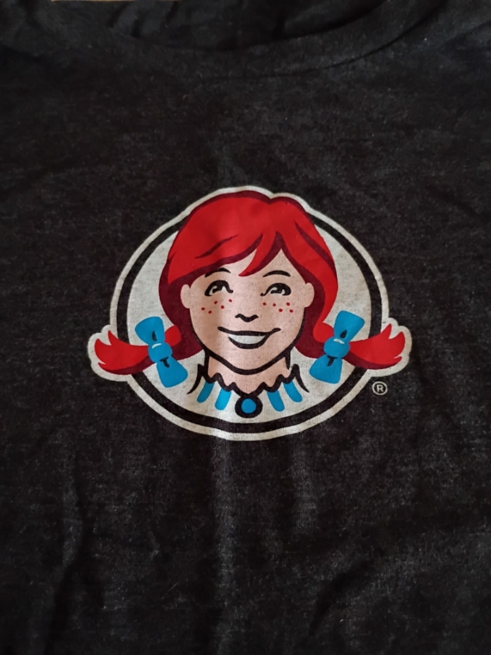 Wendy's Logo Graphic Tee - Red & Blue Logo on Charcoal - XL